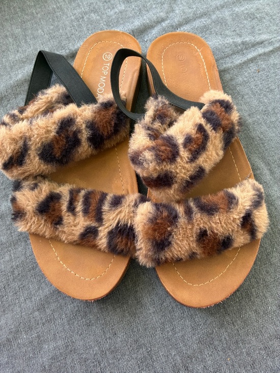 TOP Moda Shoes - TOP Moda Leopard Faux Fur Slide Sandals - Brown & Black